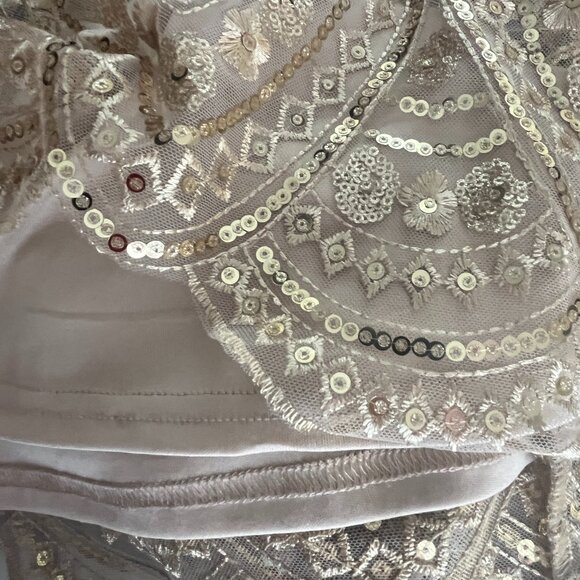 Here Comes The Sun Gold Sequin Mini Dress Boho Babydoll Fairycore Party Glam USA - Picture 8 of 16